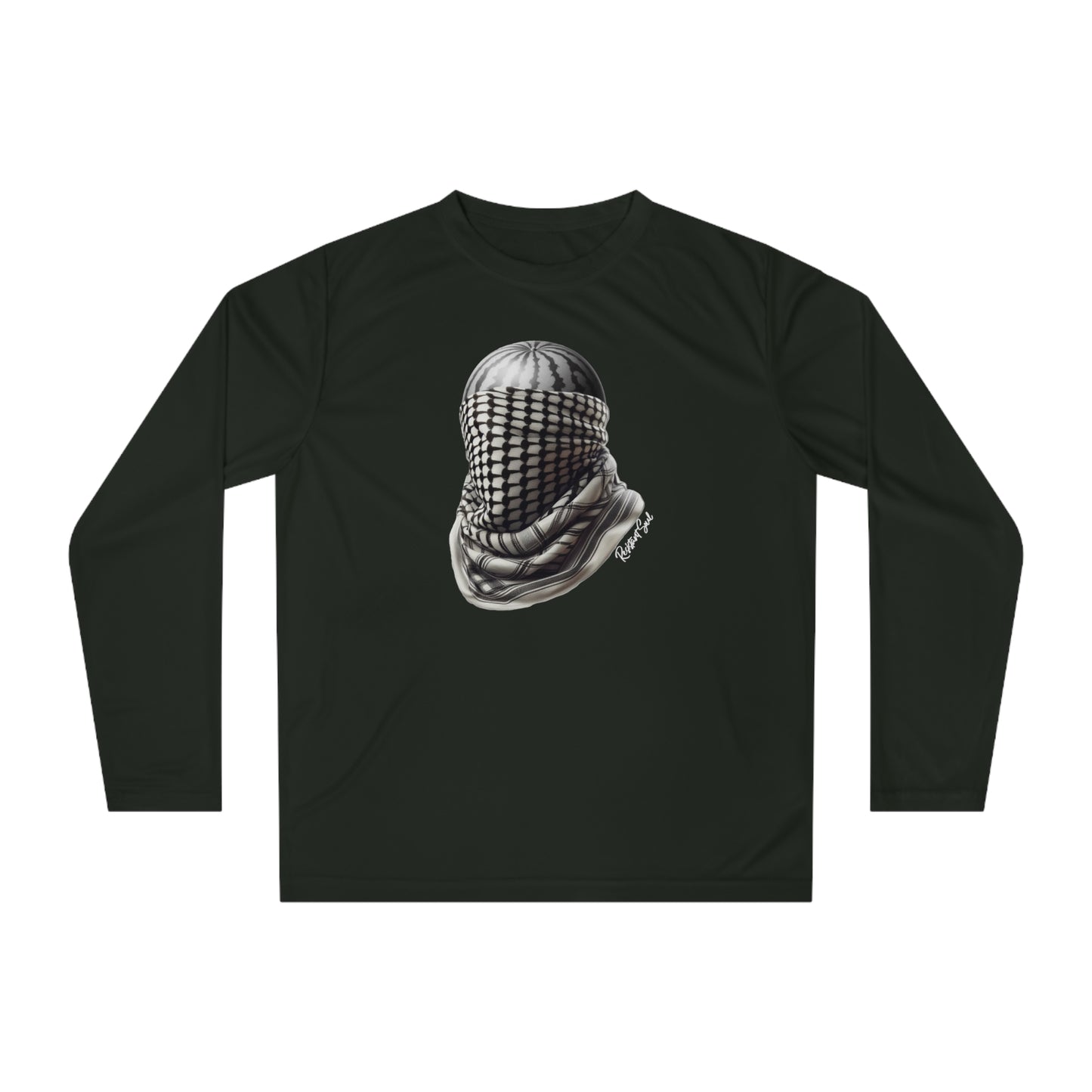 Watermelon Keffiyeh Black Unisex Performance Long Sleeve Shirt