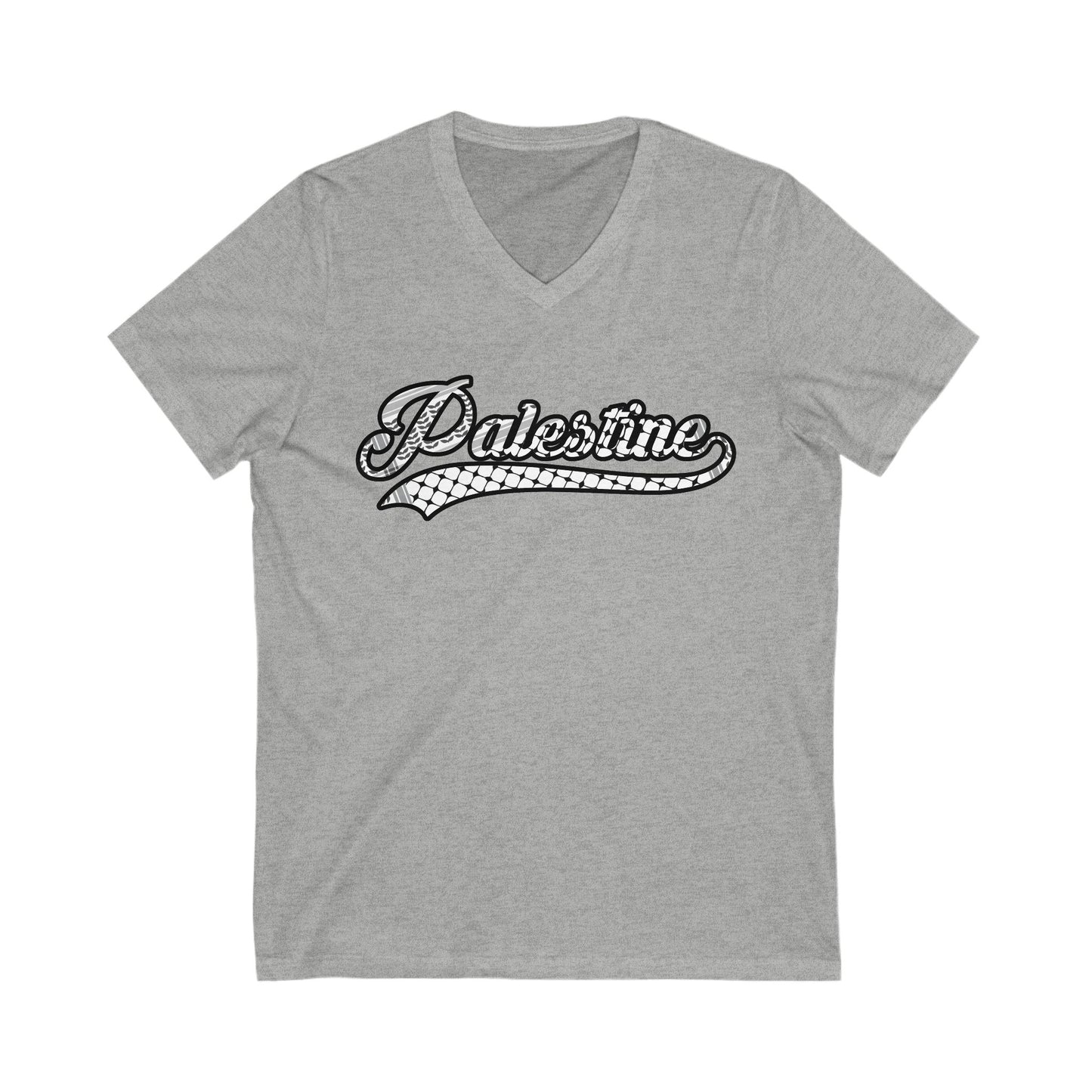 Palestine Keffiyeh V-Neck Tee - Unisex Short Sleeve T-Shirt for Casual Style