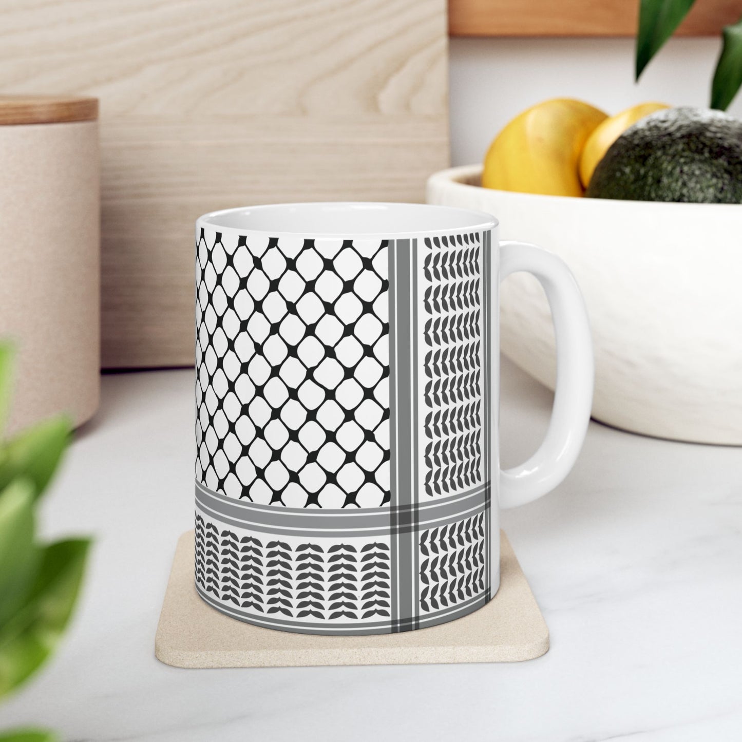 Keffiyeh Design Ceramic Mug - 11oz & 15oz - Stylish Coffee Cup for Home or Office