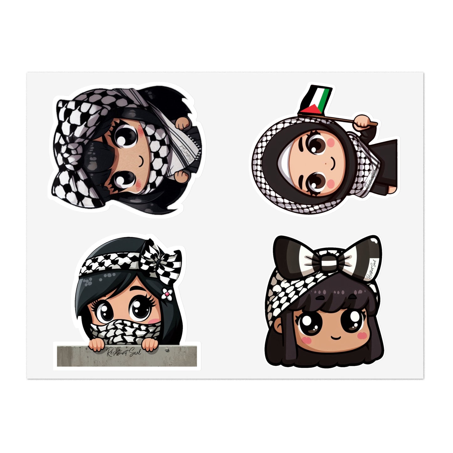 Keffiyeh Kids Stickers- Girls Pack - Palestine-Inspired Designs