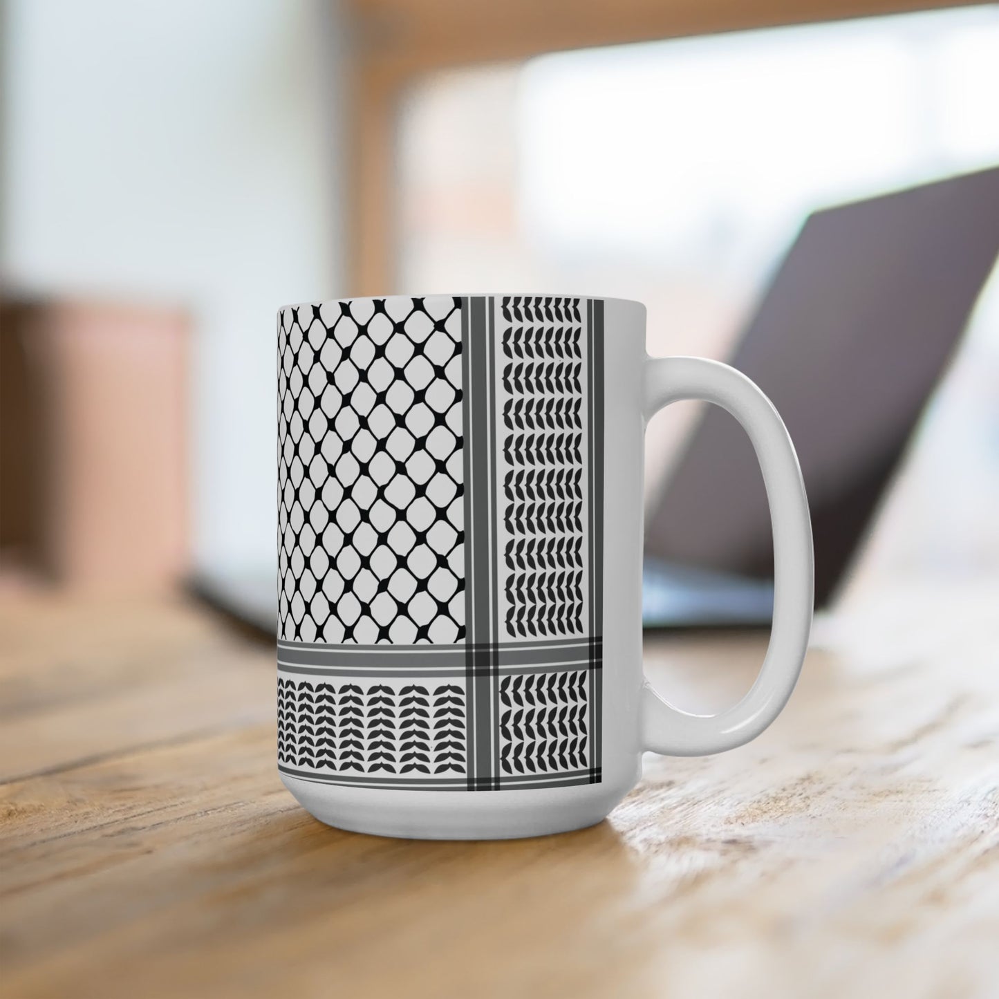 Keffiyeh Design Ceramic Mug - 11oz & 15oz - Stylish Coffee Cup for Home or Office