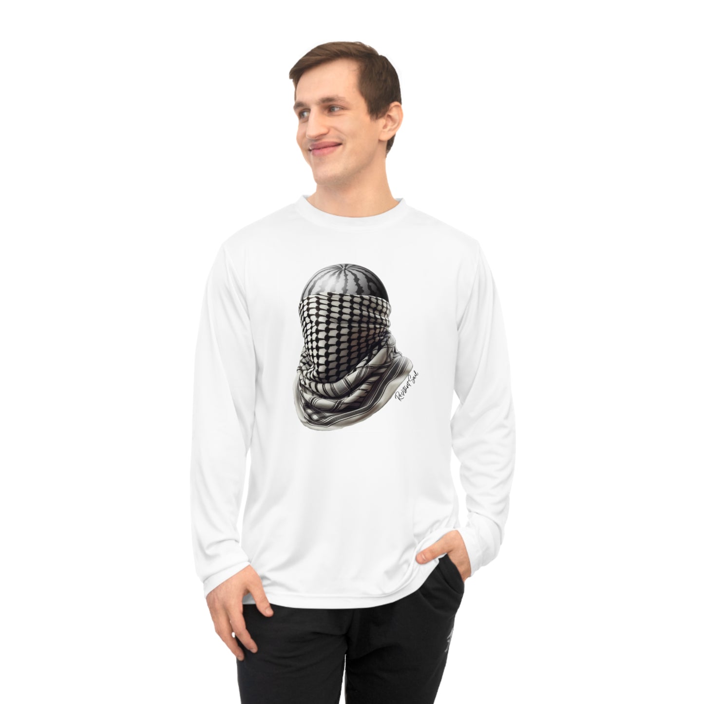 Watermelon Keffiyeh White or Graphite Unisex Performance Long Sleeve Shirt