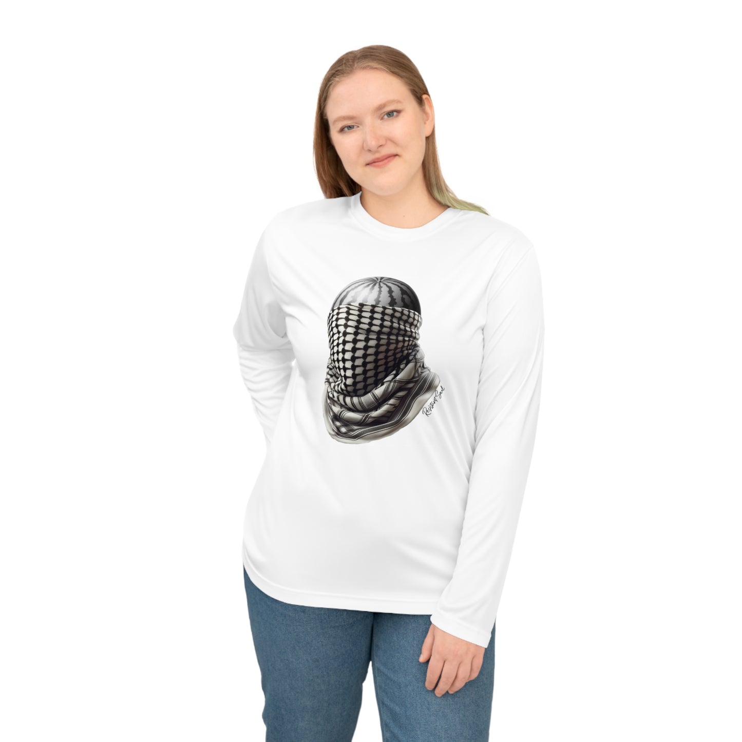 Watermelon Keffiyeh White or Graphite Unisex Performance Long Sleeve Shirt