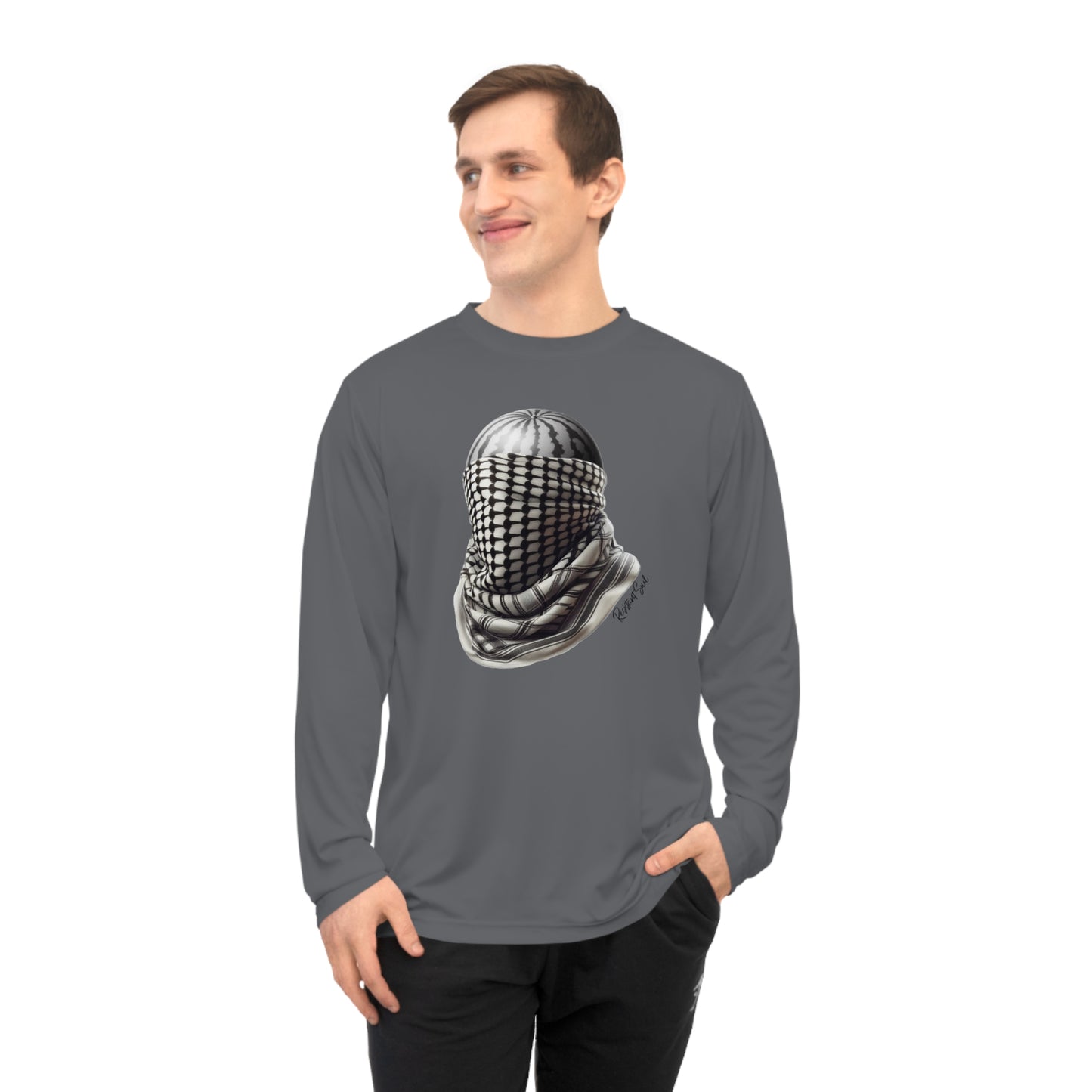 Watermelon Keffiyeh White or Graphite Unisex Performance Long Sleeve Shirt
