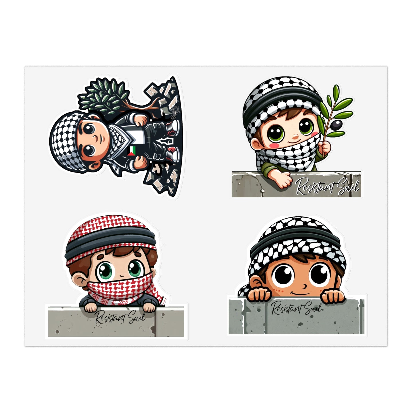 Keffiyeh Kids Stickers - Boys Pack - Palestine Inspired Designs