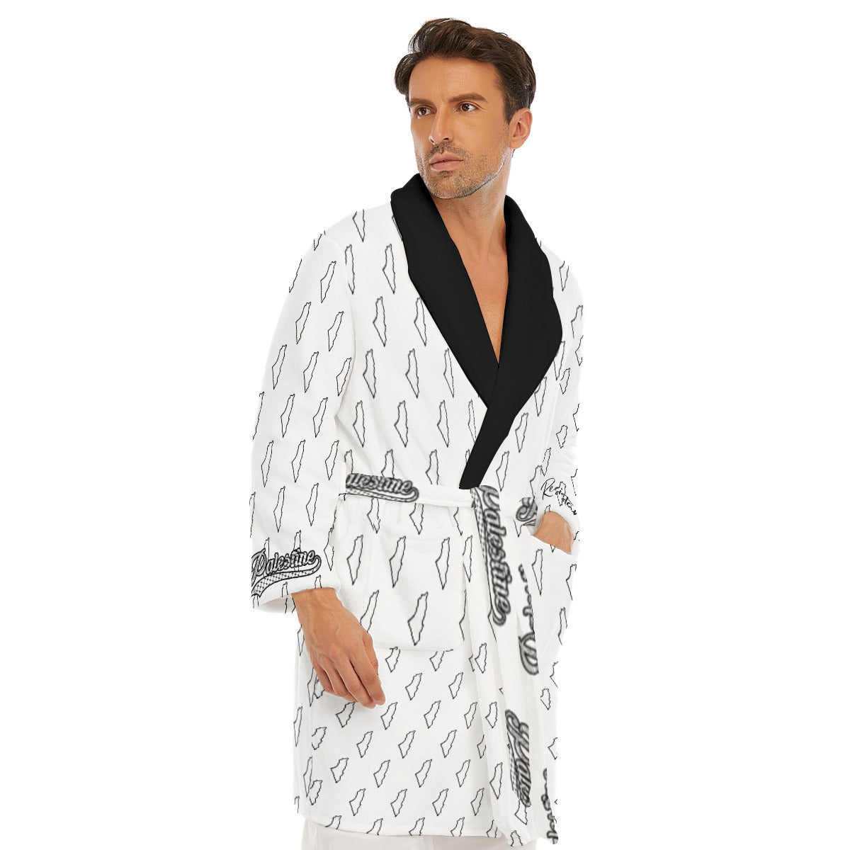 Palestine All-Over Print Men's Fleece Robe
