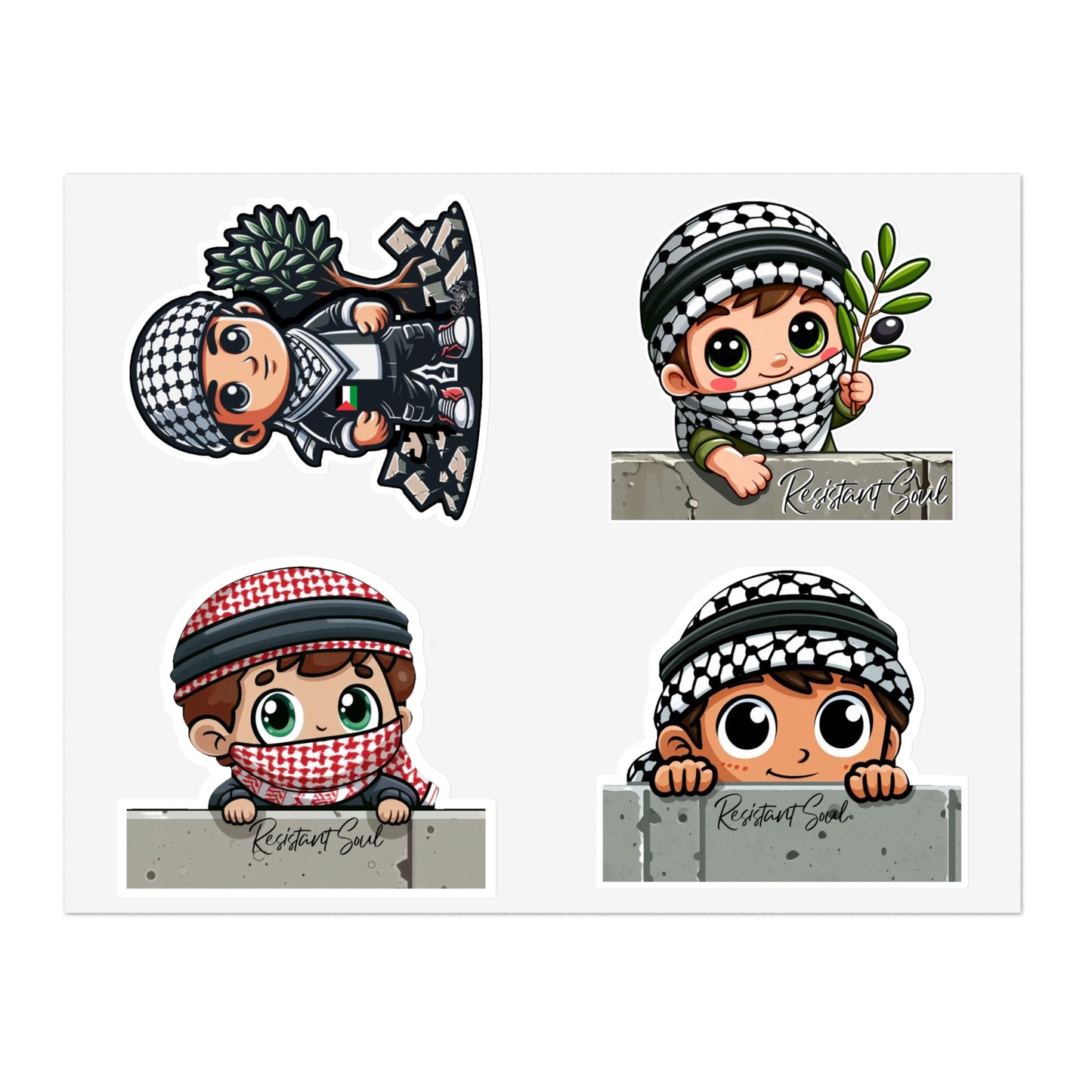 Keffiyeh Kids Stickers - Boys Pack - Palestine Inspired Designs