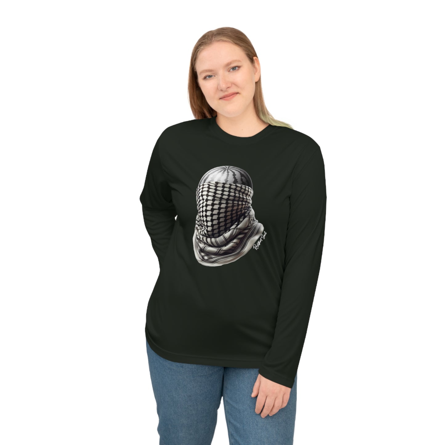 Watermelon Keffiyeh Black Unisex Performance Long Sleeve Shirt