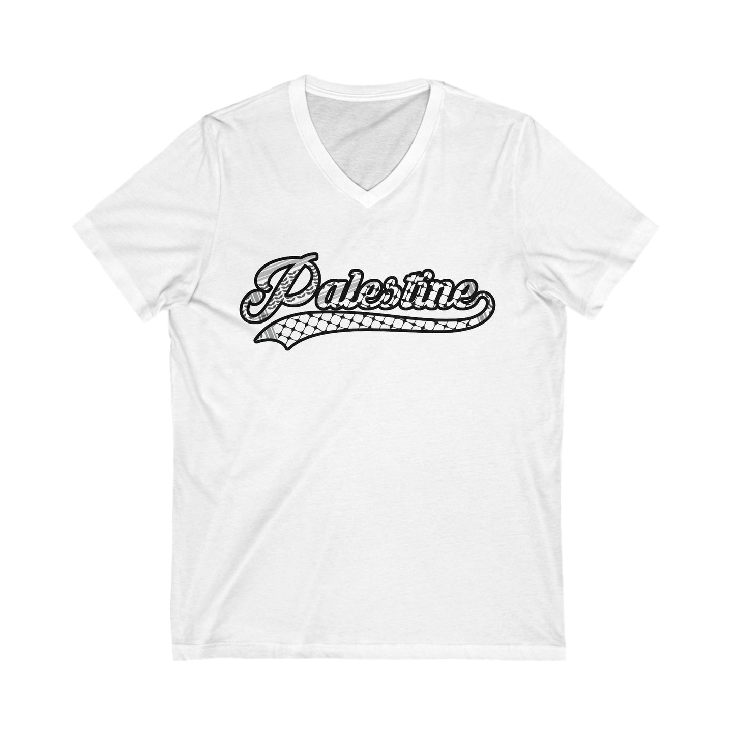 Palestine Keffiyeh V-Neck Tee - Unisex Short Sleeve T-Shirt for Casual Style