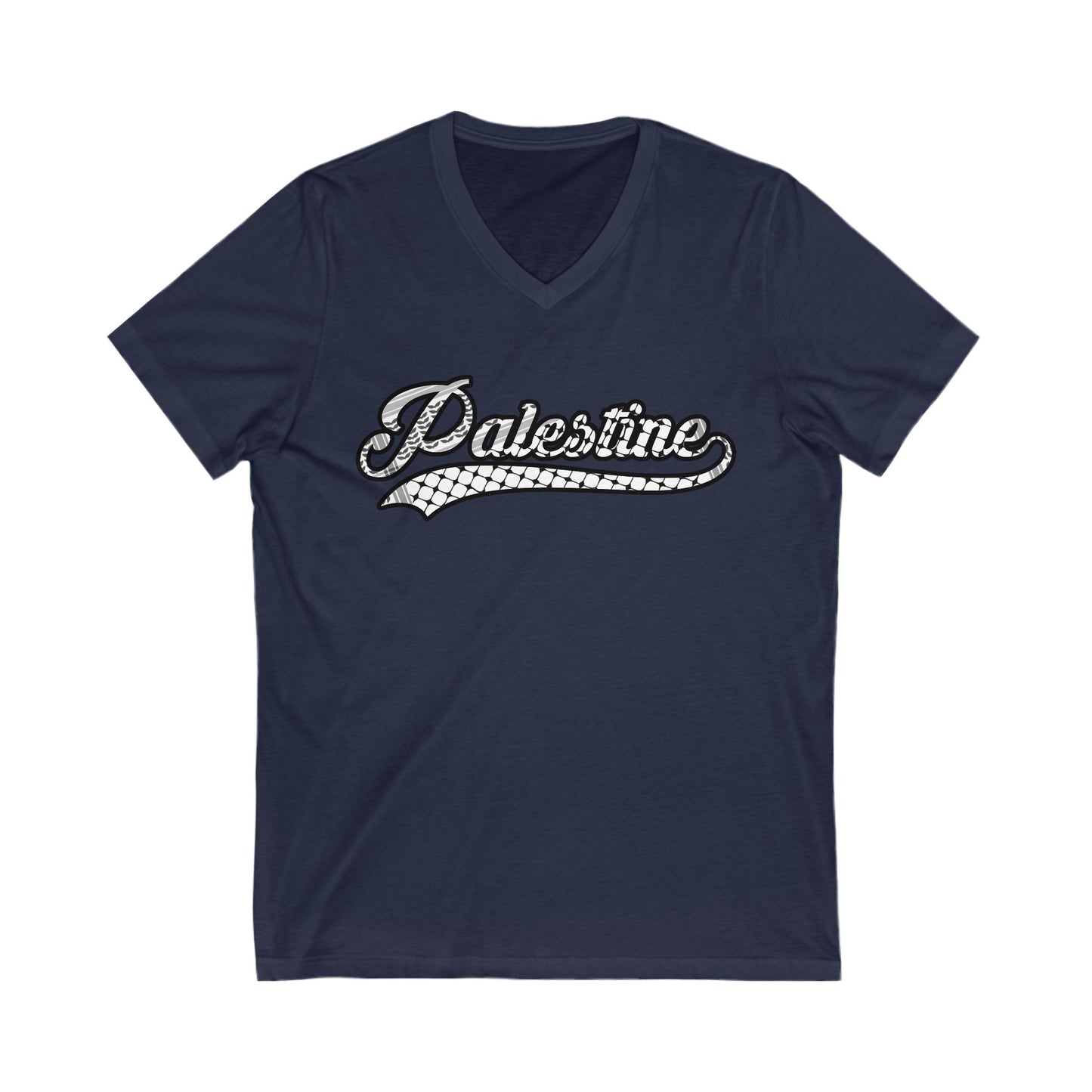 Palestine Keffiyeh V-Neck Tee - Unisex Short Sleeve T-Shirt for Casual Style