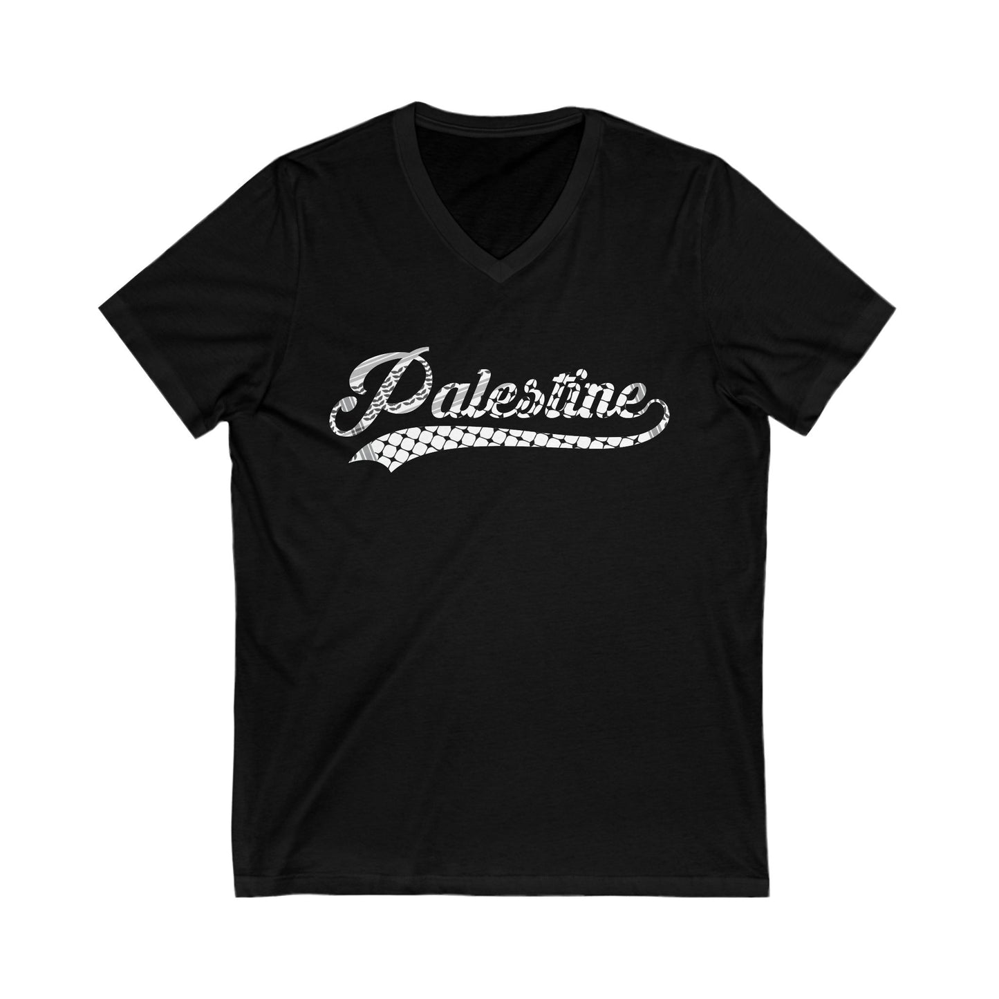 Palestine Keffiyeh V-Neck Tee - Unisex Short Sleeve T-Shirt for Casual Style