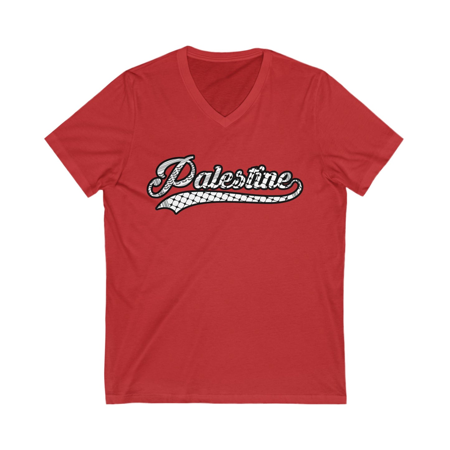 Palestine Keffiyeh V-Neck Tee - Unisex Short Sleeve T-Shirt for Casual Style