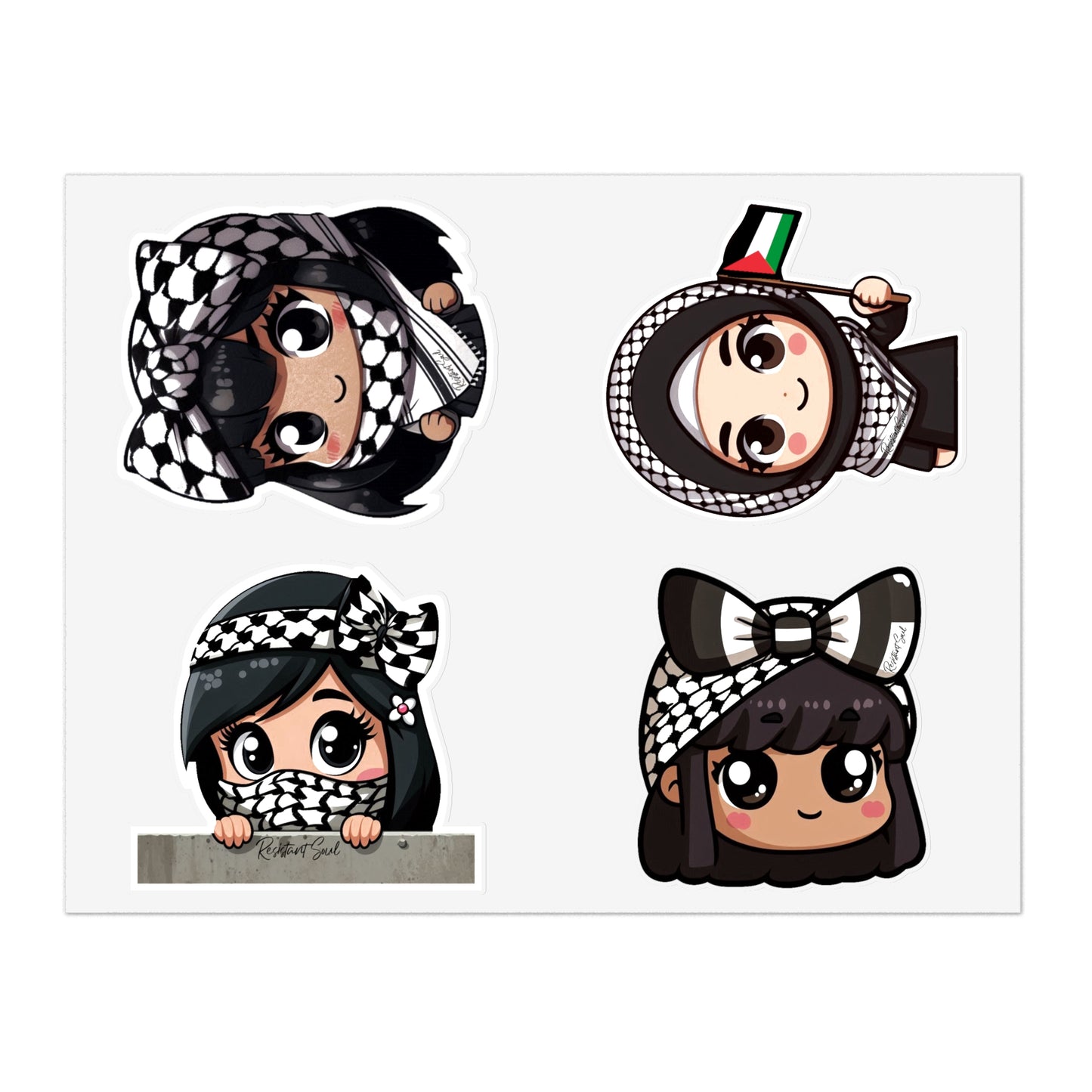 Keffiyeh Kids Stickers- Girls Pack - Palestine-Inspired Designs