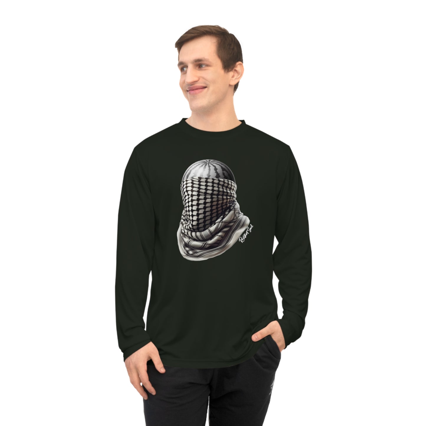 Watermelon Keffiyeh Black Unisex Performance Long Sleeve Shirt