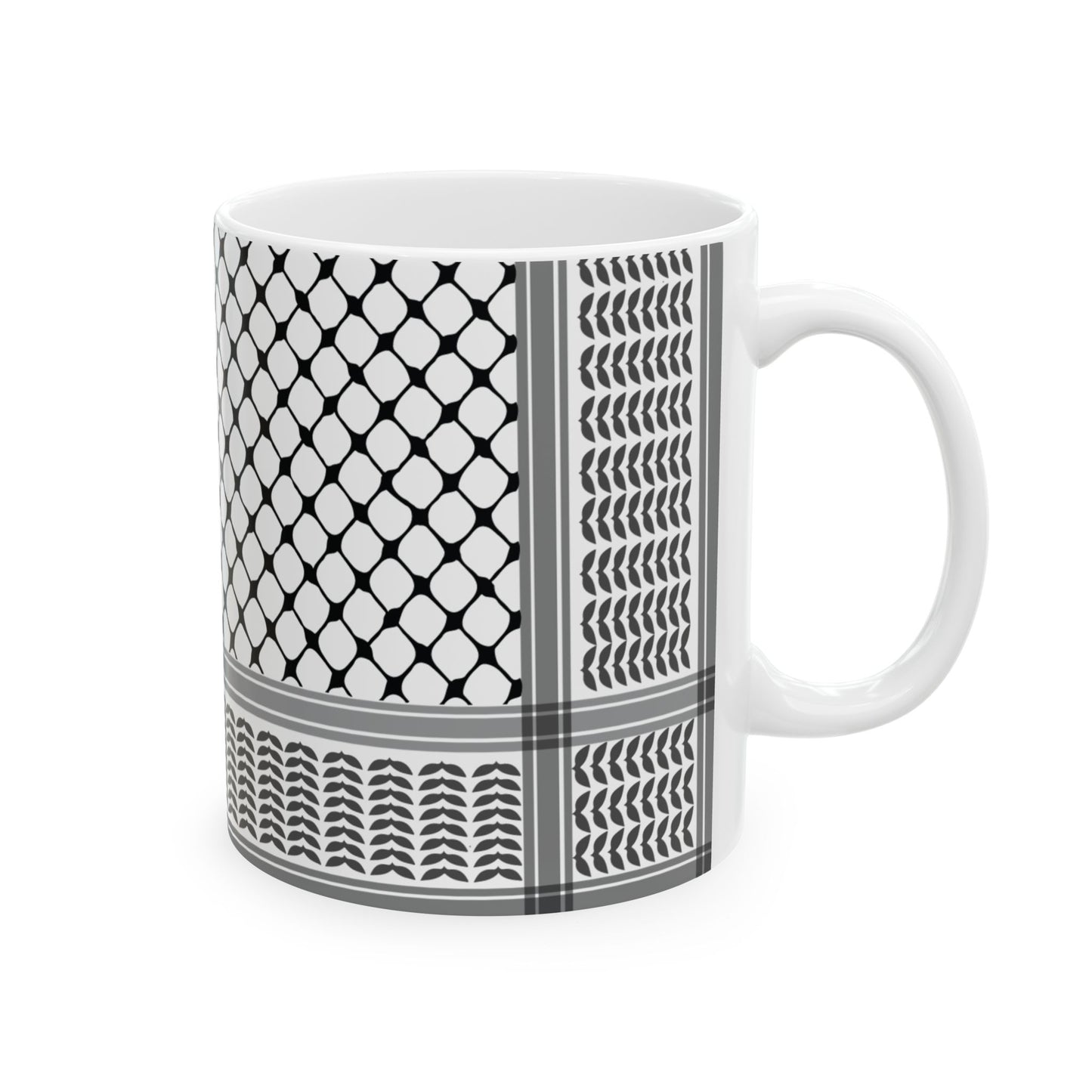 Keffiyeh Design Ceramic Mug - 11oz & 15oz - Stylish Coffee Cup for Home or Office