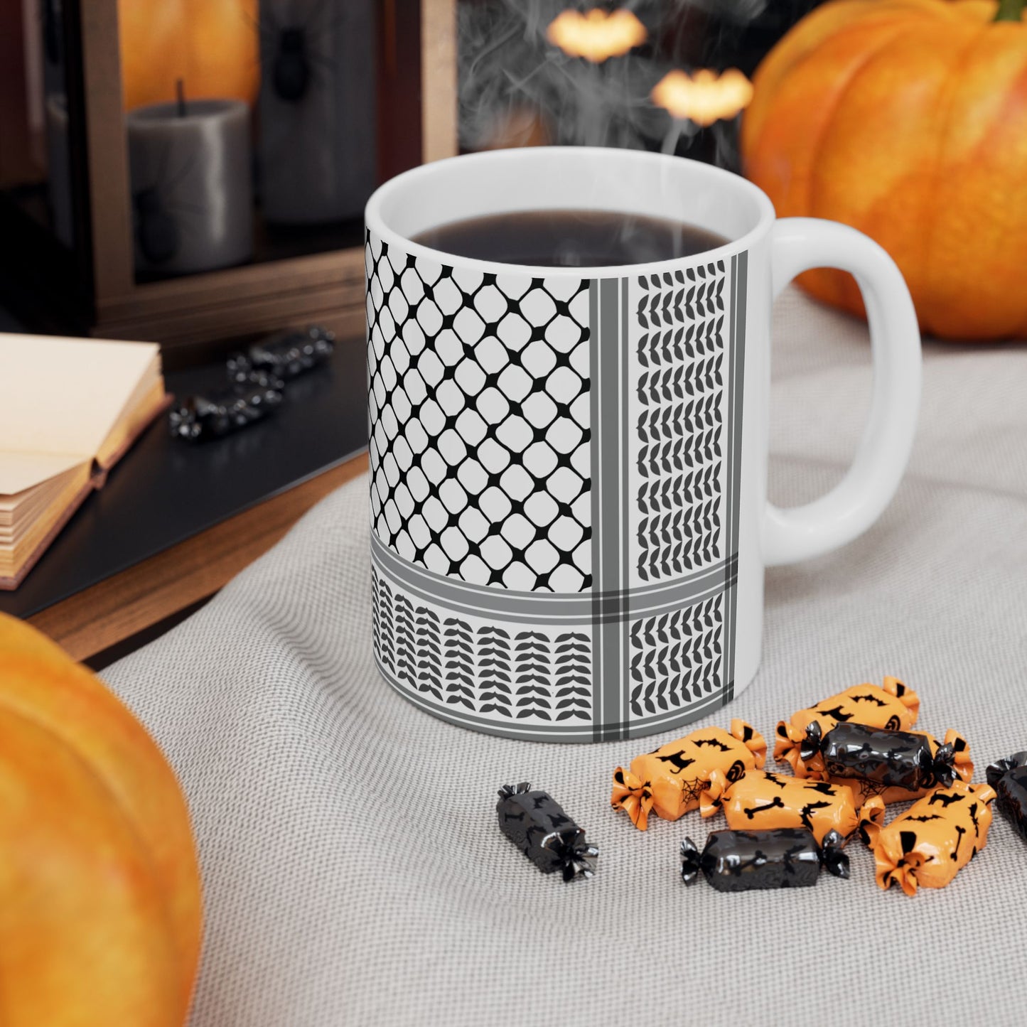 Keffiyeh Design Ceramic Mug - 11oz & 15oz - Stylish Coffee Cup for Home or Office