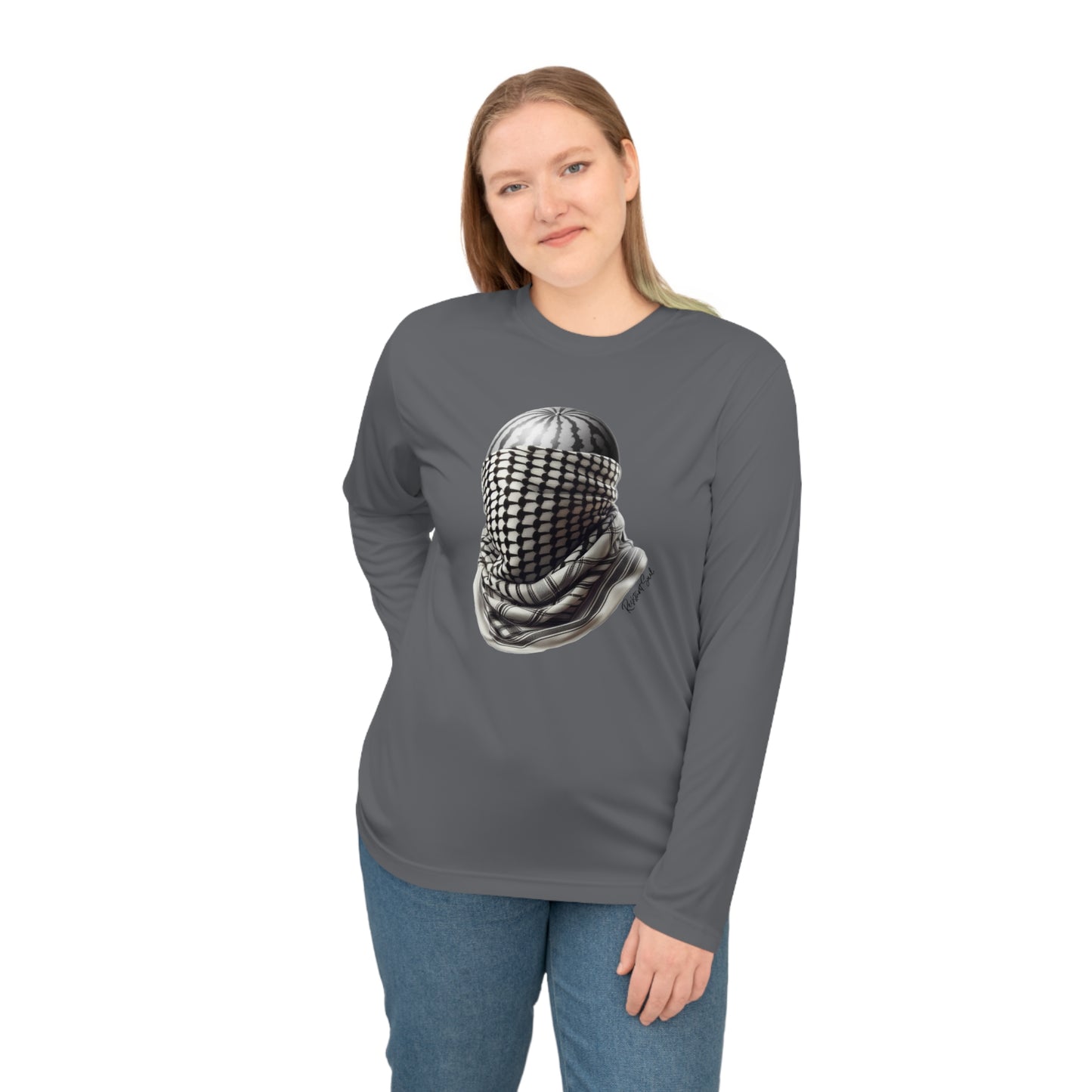 Watermelon Keffiyeh White or Graphite Unisex Performance Long Sleeve Shirt