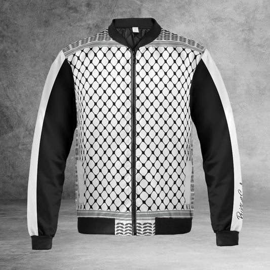 Keffiyeh Black Sleeve Quilted Lining Bomber Jacket