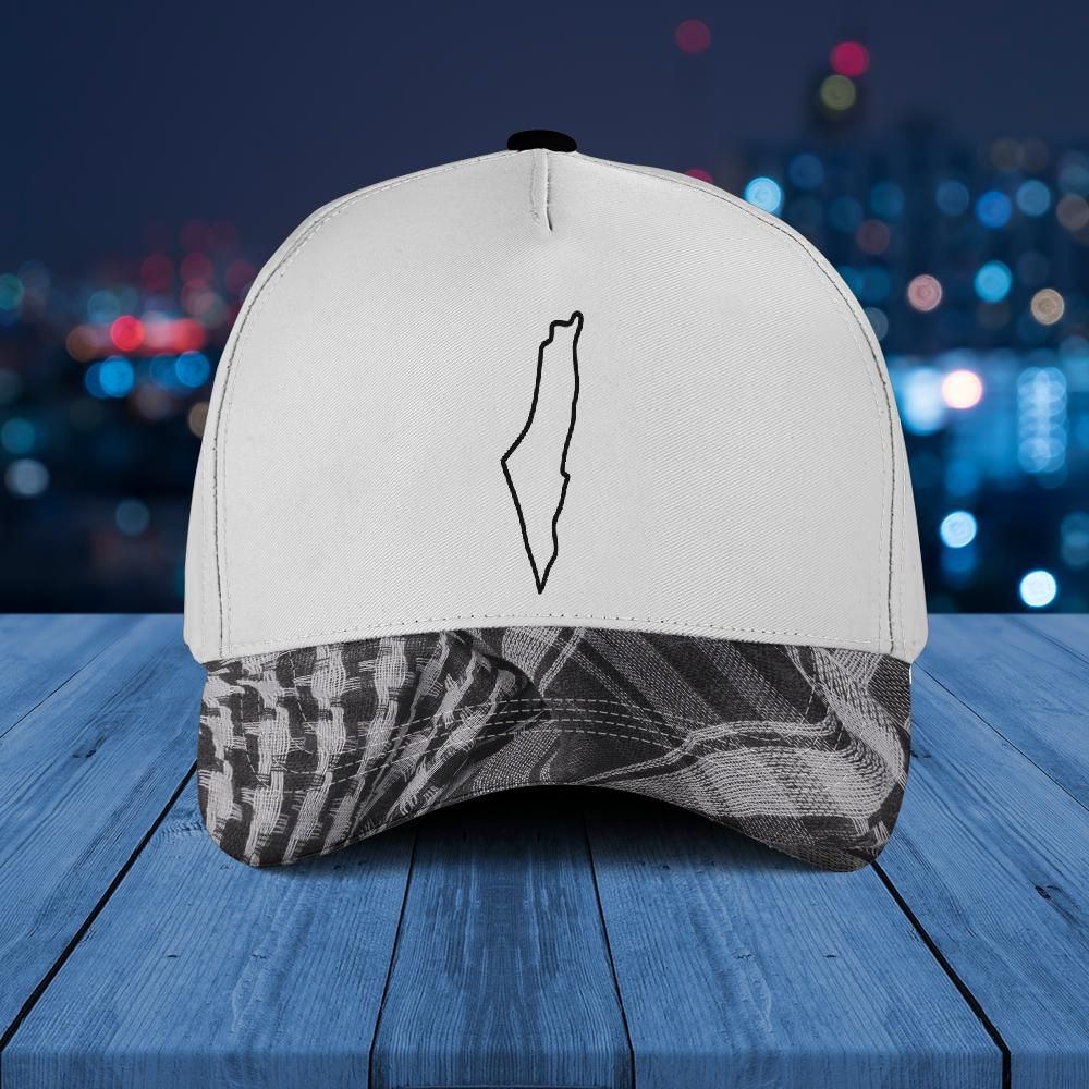 Keffiyeh Brim White Baseball Cap