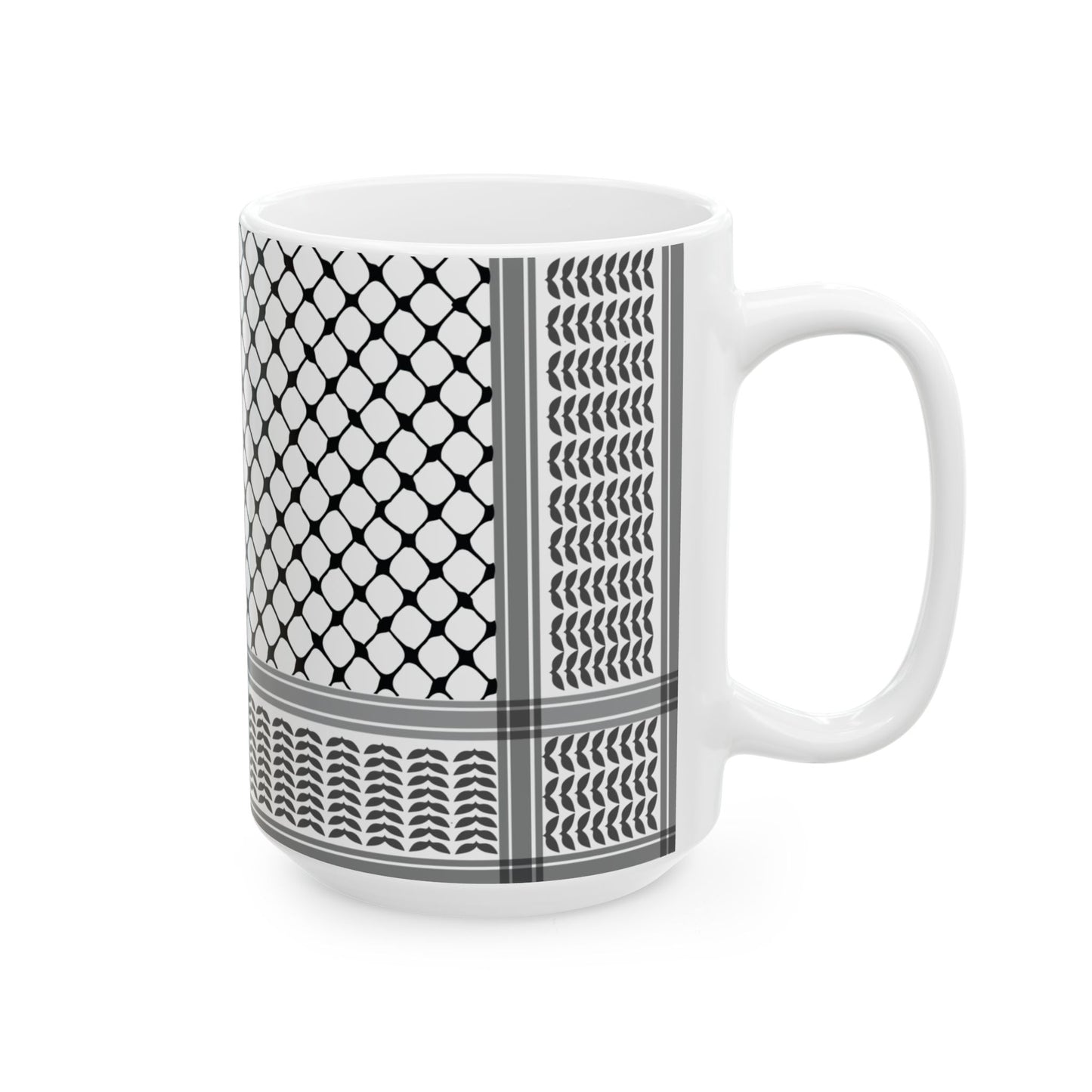 Keffiyeh Design Ceramic Mug - 11oz & 15oz - Stylish Coffee Cup for Home or Office