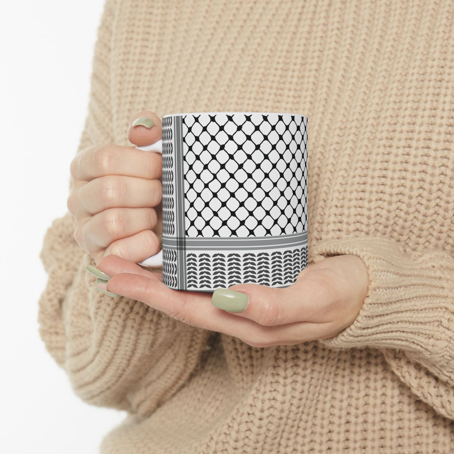 Keffiyeh Design Ceramic Mug - 11oz & 15oz - Stylish Coffee Cup for Home or Office