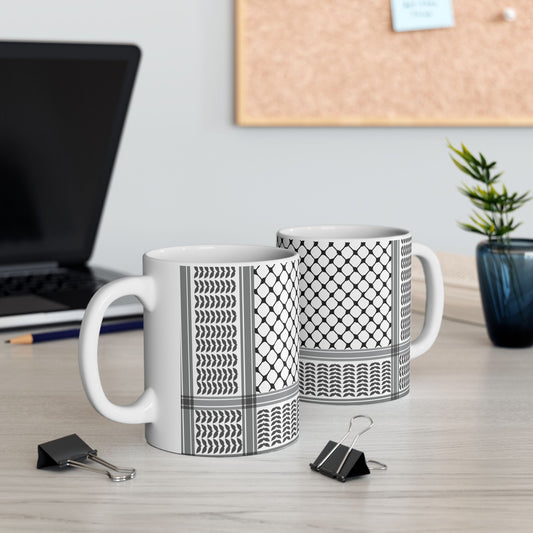 Keffiyeh Design Ceramic Mug - 11oz & 15oz - Stylish Coffee Cup for Home or Office