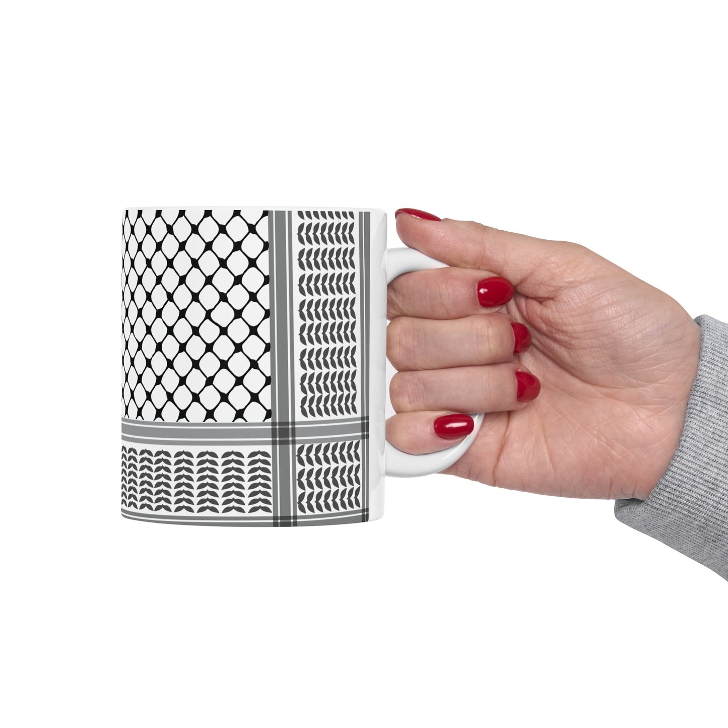 Keffiyeh Design Ceramic Mug - 11oz & 15oz - Stylish Coffee Cup for Home or Office
