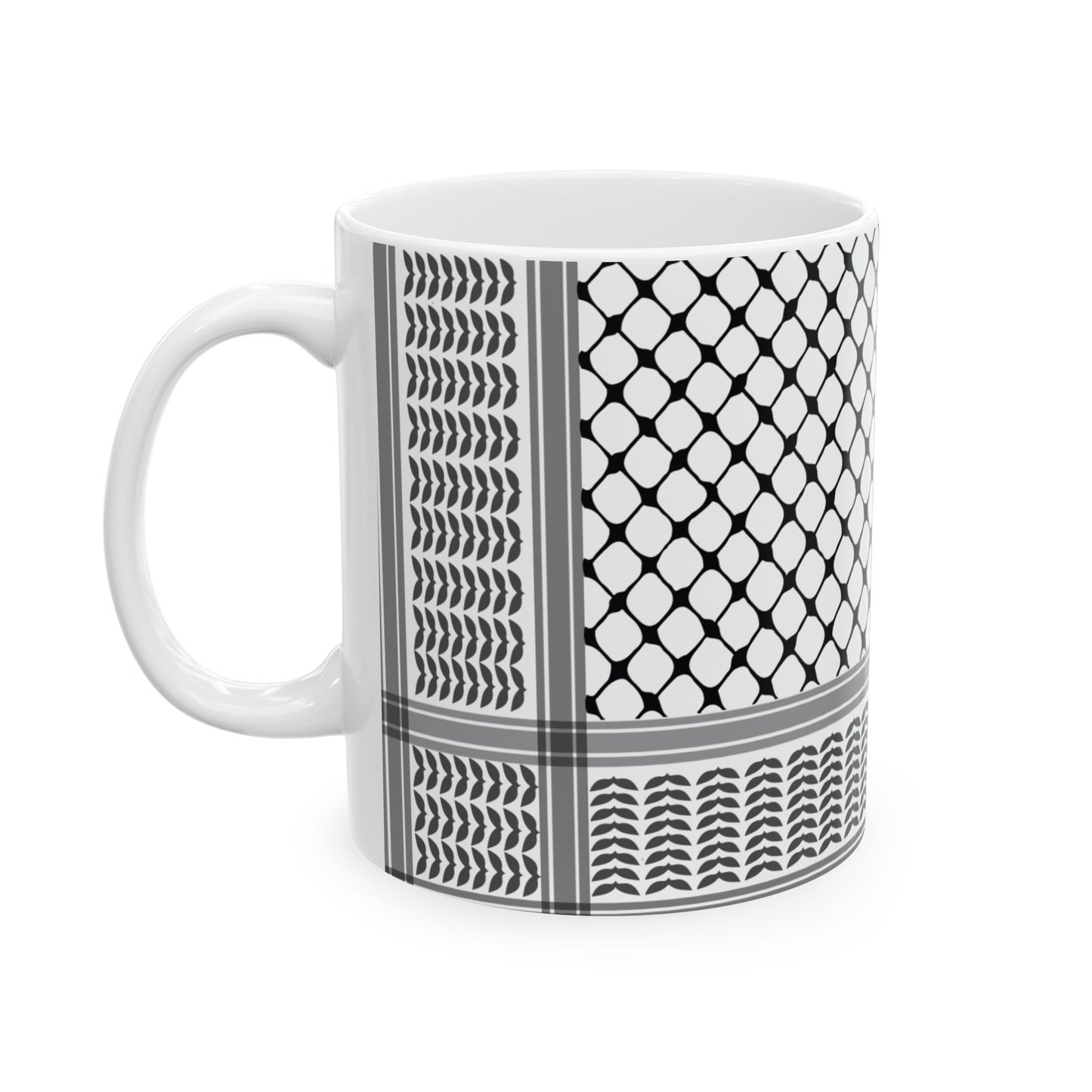 Keffiyeh Design Ceramic Mug - 11oz & 15oz - Stylish Coffee Cup for Home or Office